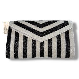 BG Studios Treasures Black & White Beaded Crossbody Bag